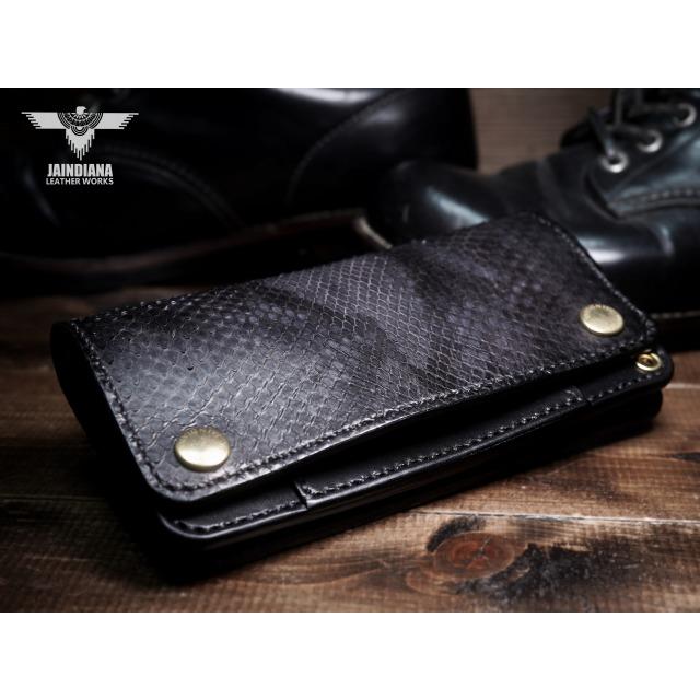 トラッカーウォレット セミロングタイプ パイソン・サドルレザー