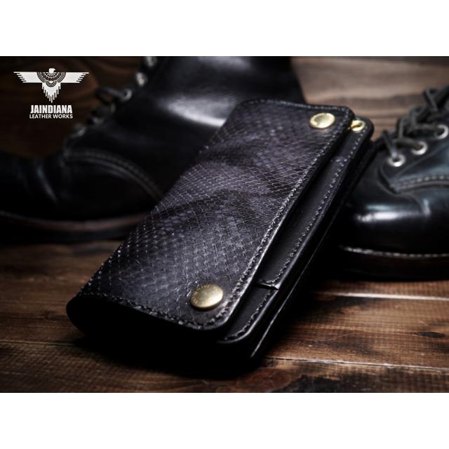 トラッカーウォレット セミロングタイプ パイソン・サドルレザー