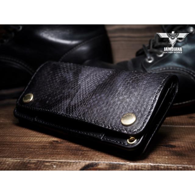 トラッカーウォレット セミロングタイプ パイソン・サドルレザー