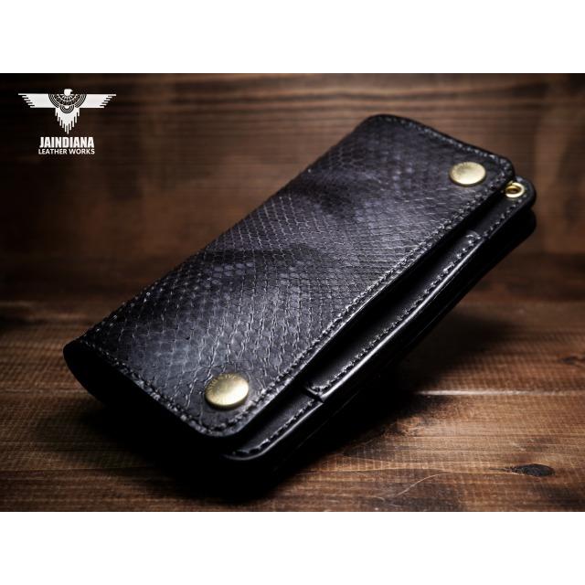 トラッカーウォレット セミロングタイプ パイソン・サドルレザー