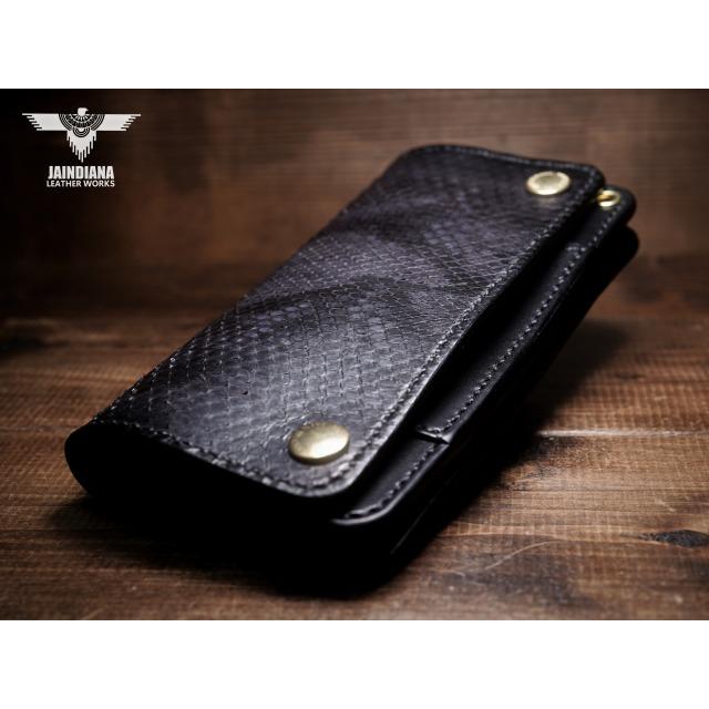 トラッカーウォレット セミロングタイプ パイソン・サドルレザー