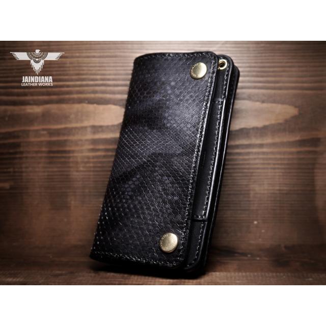 トラッカーウォレット セミロングタイプ パイソン・サドルレザー