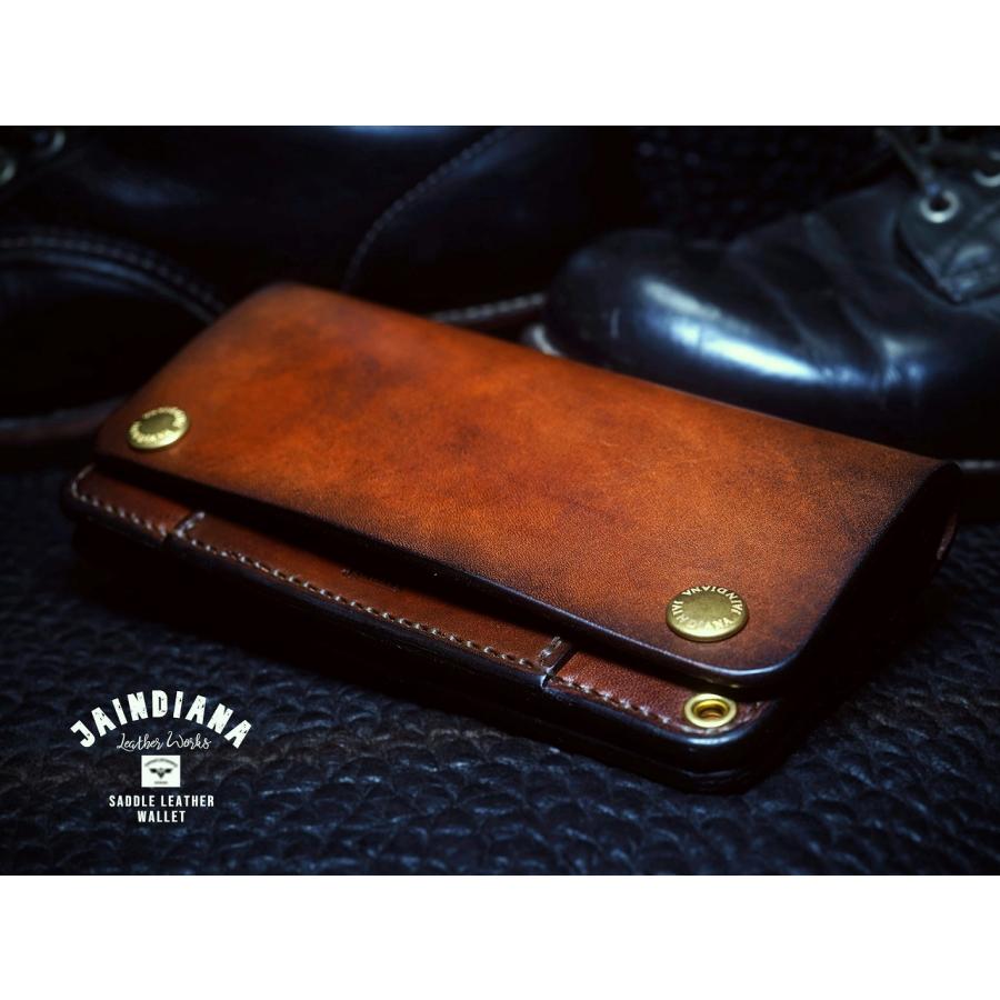 トラッカーウォレット セミロングタイプ サドルレザー ビンテージ染め