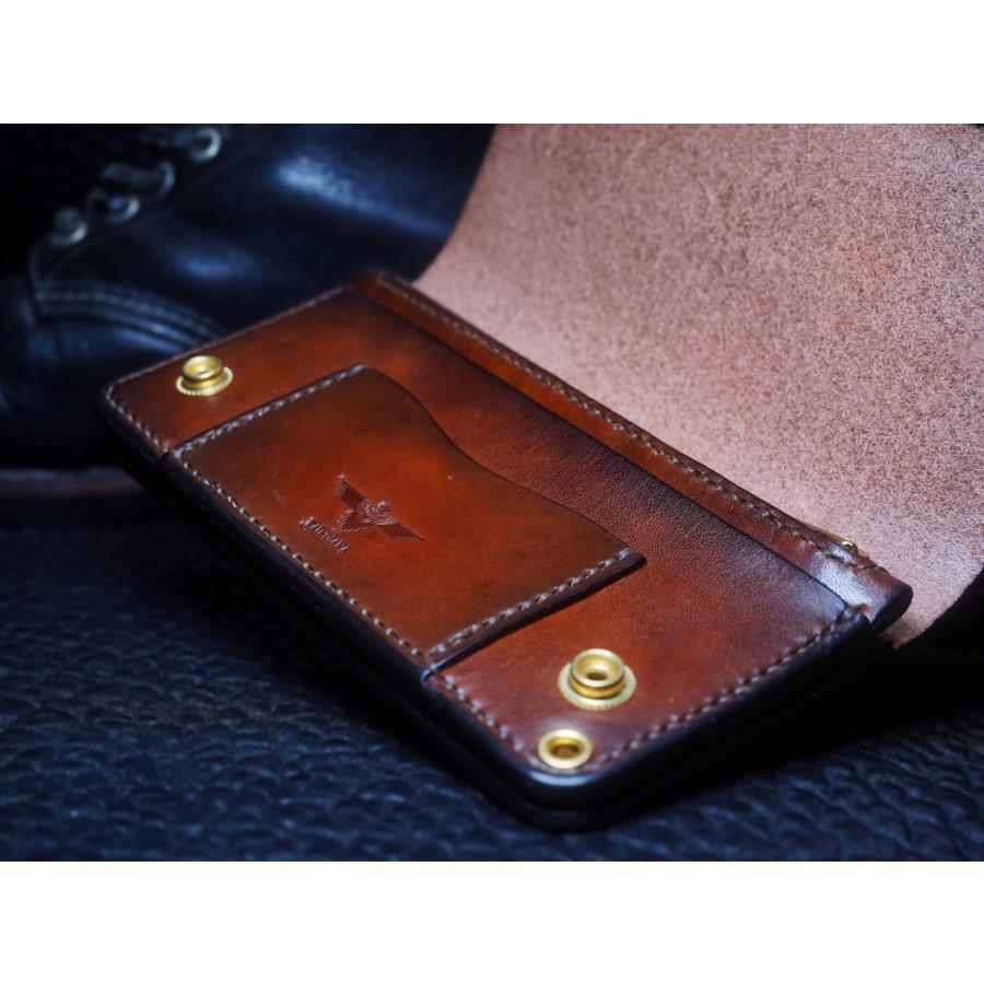トラッカーウォレット セミロングタイプ サドルレザー ビンテージ染め