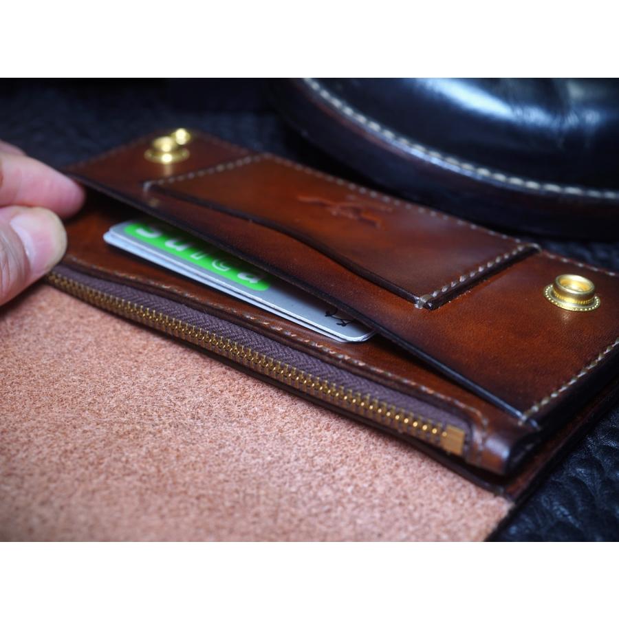 トラッカーウォレット セミロングタイプ サドルレザー ビンテージ染め