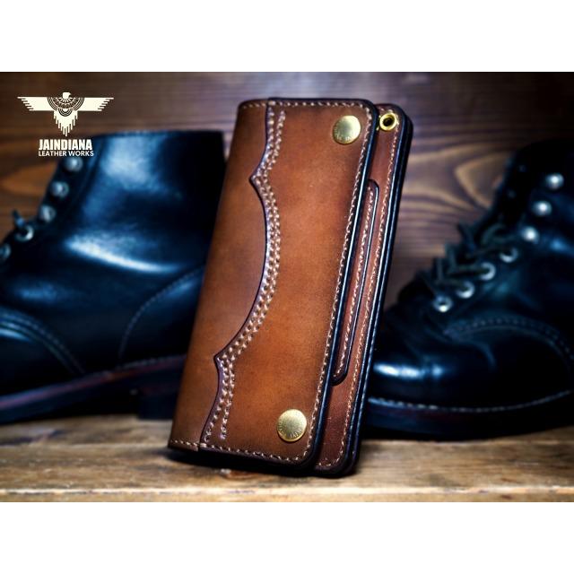 サドルレザー・トラッカーウォレット ビンテージ染めブラウン 手縫い