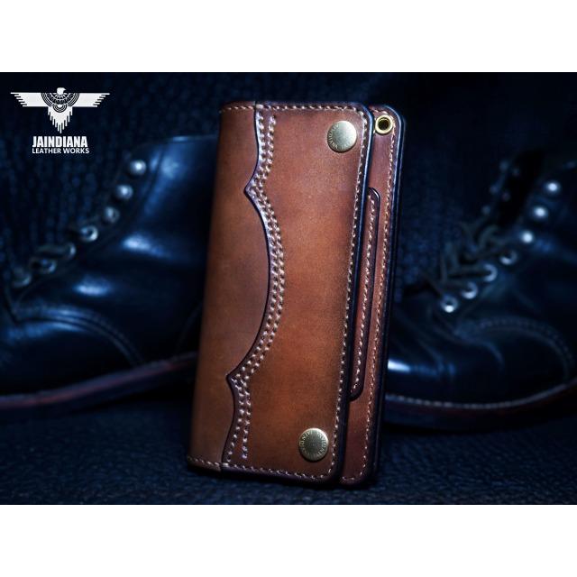 サドルレザー・トラッカーウォレット ビンテージ染めブラウン 手縫い