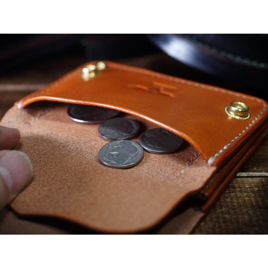 キャメル&真鍮】ショートトラッカーウォレット イタリアンレザー