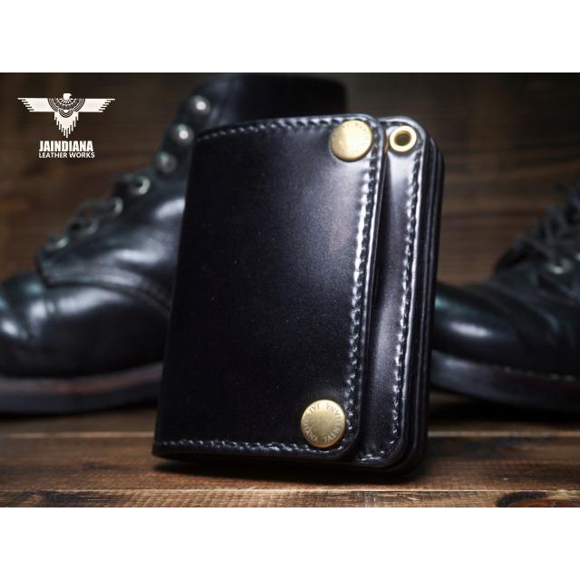 トラッカーウォレット ショートタイプ コードバン ブラック 馬革財布