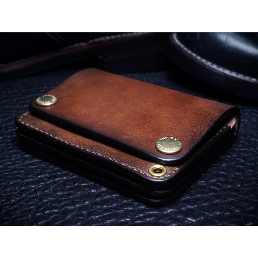 ショートトラッカーウォレット【15】 （本革、手染めブラウン）チェーン付 サドルレザー・ショートトラッカーウォレット ビンテージ染め