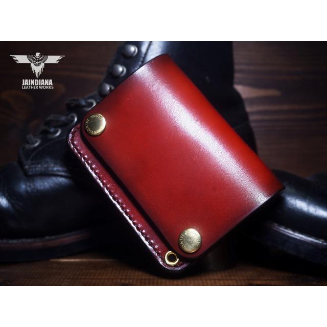 トラッカーウォレット ショートタイプ サドルレザー ビンテージ染め