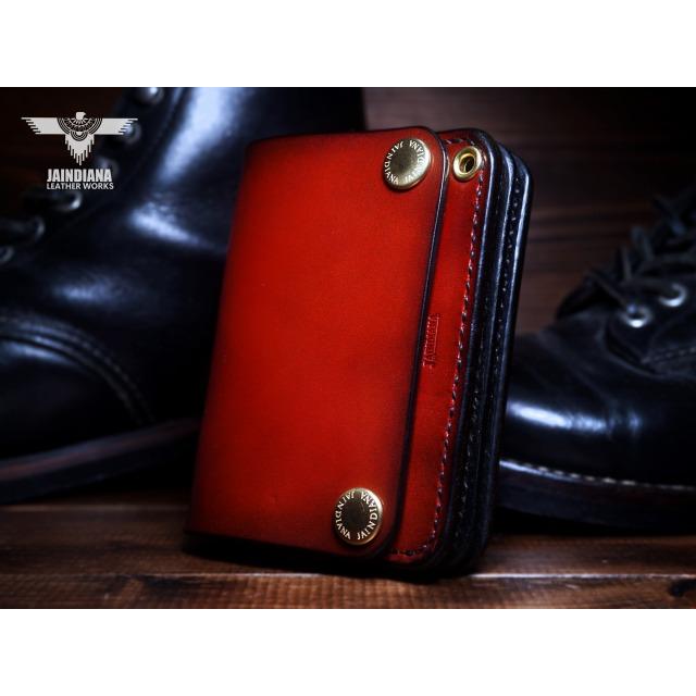 トラッカーウォレット ショートタイプ サドルレザー ビンテージ染め