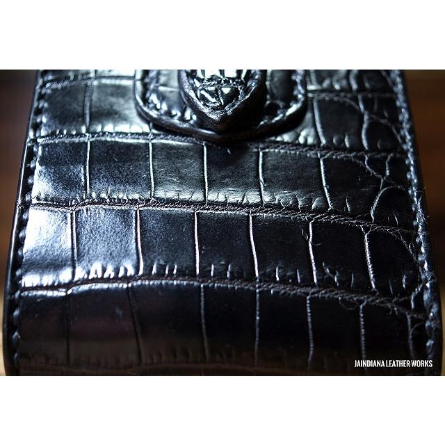 手縫い革財布 ハンドメイド クロコダイルハーフウォレット　ワニ革財布 クロコダイル財布　YH-29の画像