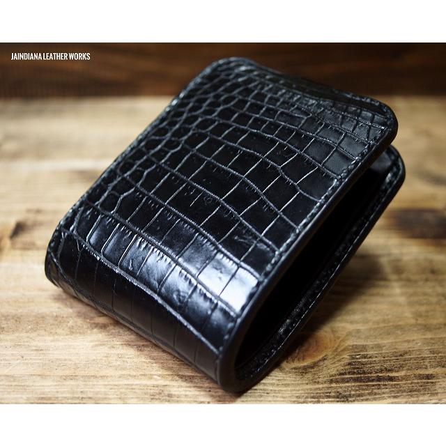 手縫い革財布 ハンドメイド クロコダイルハーフウォレット　ワニ革財布 クロコダイル財布　YH-29の画像