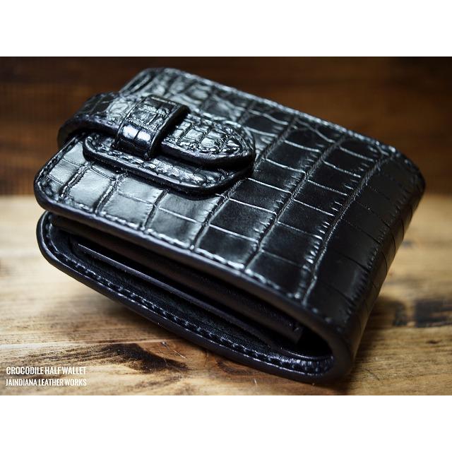 手縫い革財布 ハンドメイド クロコダイルハーフウォレット　ワニ革財布 クロコダイル財布　YH-29の画像
