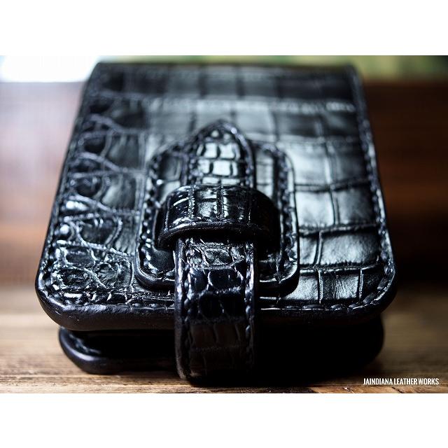 手縫い革財布 ハンドメイド クロコダイルハーフウォレット　ワニ革財布 クロコダイル財布　YH-29の画像