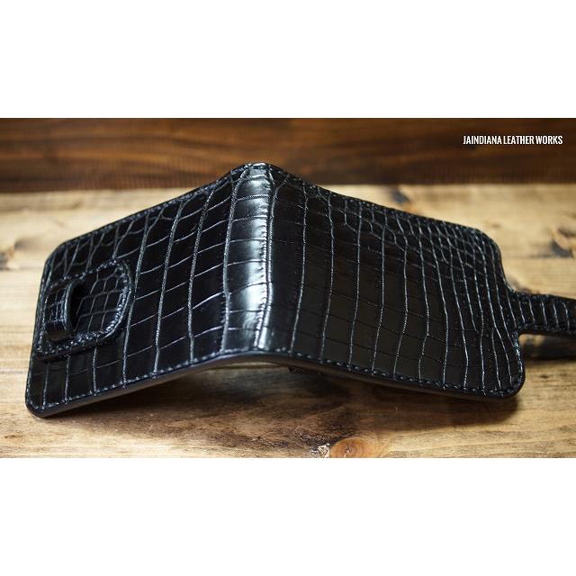 手縫い革財布 ハンドメイド クロコダイルハーフウォレット　ワニ革財布 クロコダイル財布　YH-29の画像