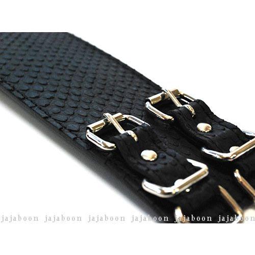 驚きの値段 ブラック ダイヤモンド ジャジャブーン JAJABOON （レザー）製 本革 ベルト ダブル リストバンド パイソン ブレスレット
