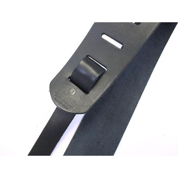 本革 ギターストラップ 稲妻 (WILD SIDE) 68mm 幅 黒×キャメル レザー