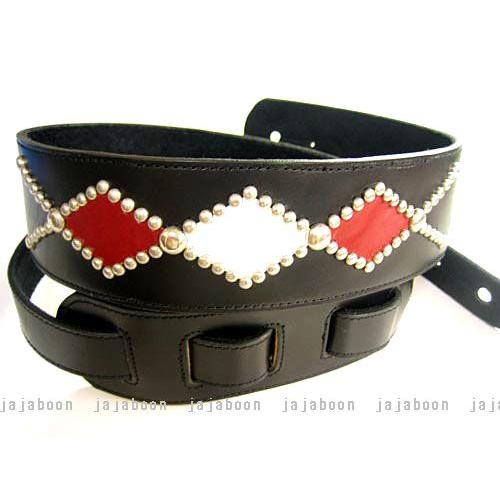 柄 ギター ストラップ 黒 本革 （ レザー ） 製 JAJABOON ジャジャブーン 【Buckle】