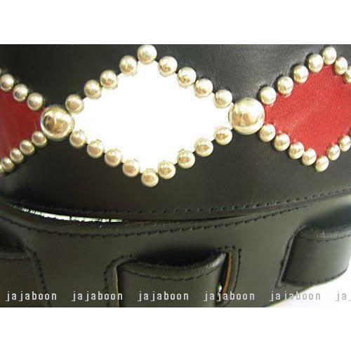 柄 ギター ストラップ 黒 本革 （ レザー ） 製 JAJABOON ジャジャブーン 【Buckle】