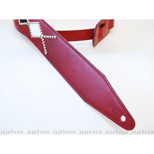 柄 ギター ストラップ 黒 本革 （ レザー ） 製 JAJABOON ジャジャブーン 【Buckle】