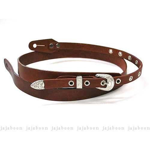 ウエスタン バックル ギター ストラップ スリム 茶色 （ ブラウン ） 本革 （ レザー ） 製 JAJABOON ジャジャブーン