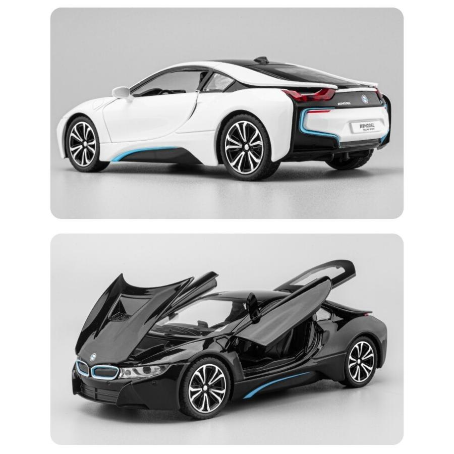 W20230236　ミニカー BMW I8　金属製のレーシングカー　1:24スケール　スポーツモデル　装飾ライト　シミュレーション　子供のおもちゃ　ギフト｜jajamaruhonpo｜05