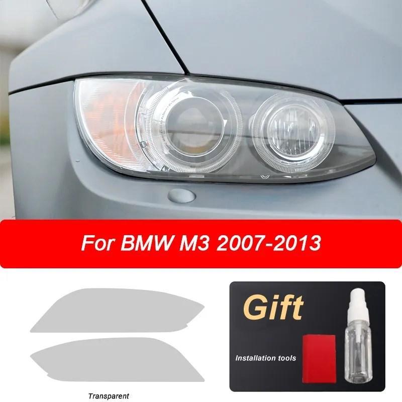 2P BMW M3 E90 E92 E93 2007年-2013年 GTS CRT ヘッドライト 保護 フィルム 透明 スモーク ブラック TPU ステッカー｜jajamaruhonpo｜02