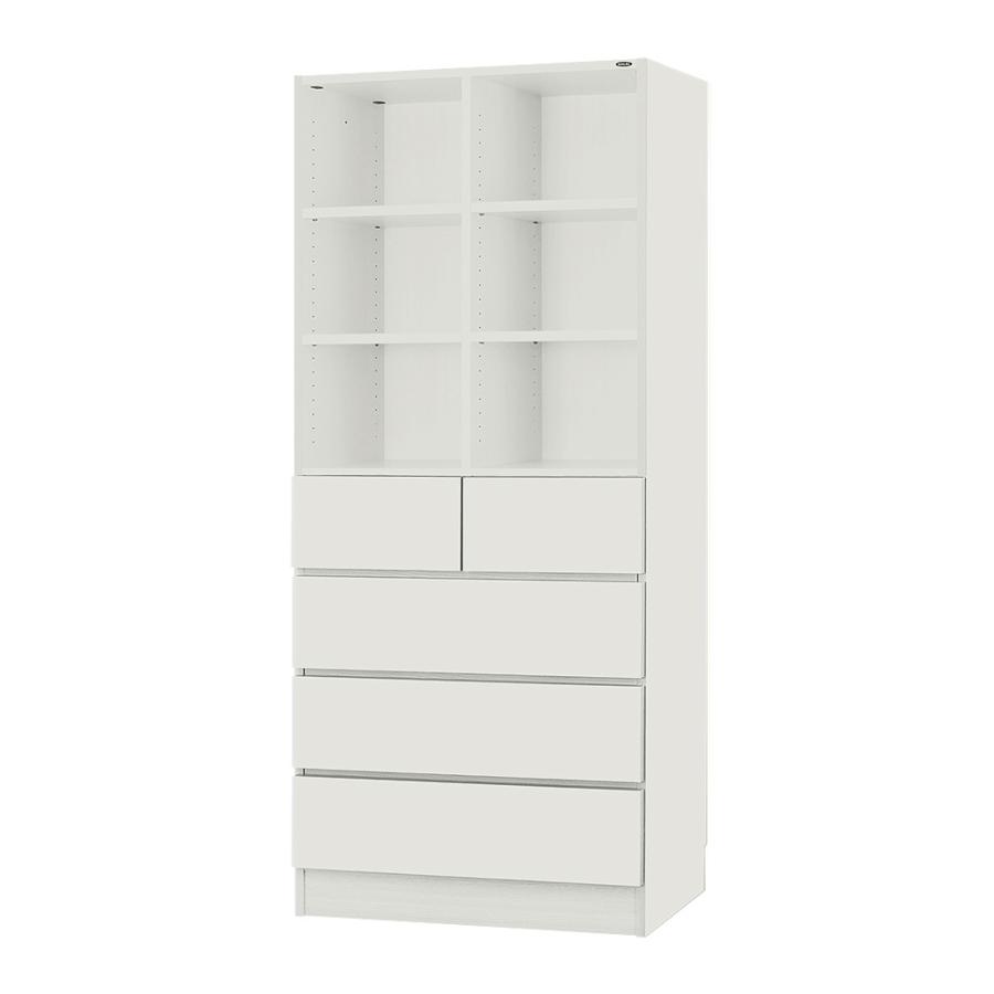 壁面システム収納ラック 璧 チェストラック 幅84cm×奥行30.7cm×高さ180cm 壁面収納 書棚 収納棚 収納ラック チェスト 引出し 日本製 | 充英アート | 02