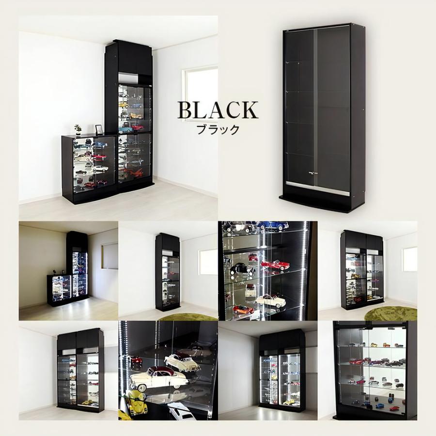 フルセット ( ホワイト LED ＋ 上置ロー ＋ ミラー2枚 ＋ 本体ハイタイプ 引き戸 幅83cm 奥行29cm 高さ227〜254cm ) JAJAN フィギュアラック ザ サード ワイドの画像