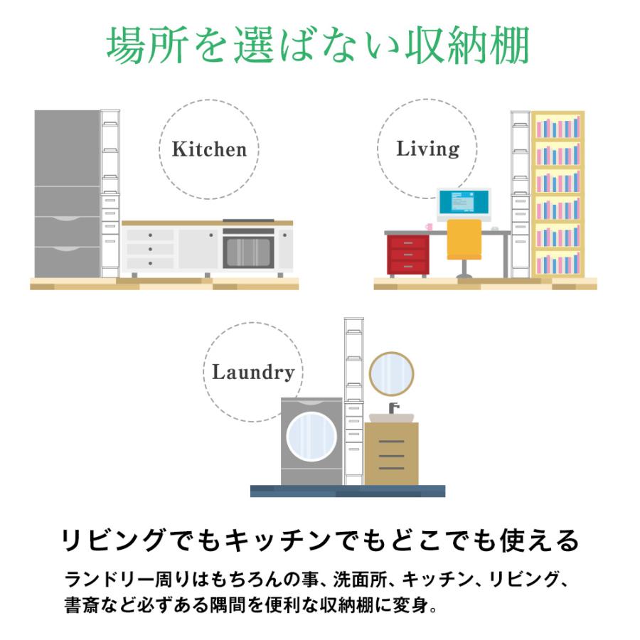 すき間収納ラック Retar レタラ 幅15cmタイプ 隙間 スキマ すきま 国産 日本製 洗面所 ランドリー キッチン サニタリー リビング｜jajan-a｜03