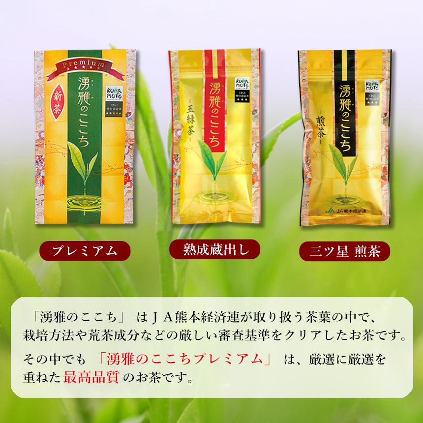 緑茶【湧雅のここち三ツ星 2本セット（玉緑茶・煎茶）】茶葉 80g×2 玉緑茶 煎茶 JA 熊本 プレミアム 高級 日本茶 ギフト 贈答 贈り物 送料無料 |  | 05
