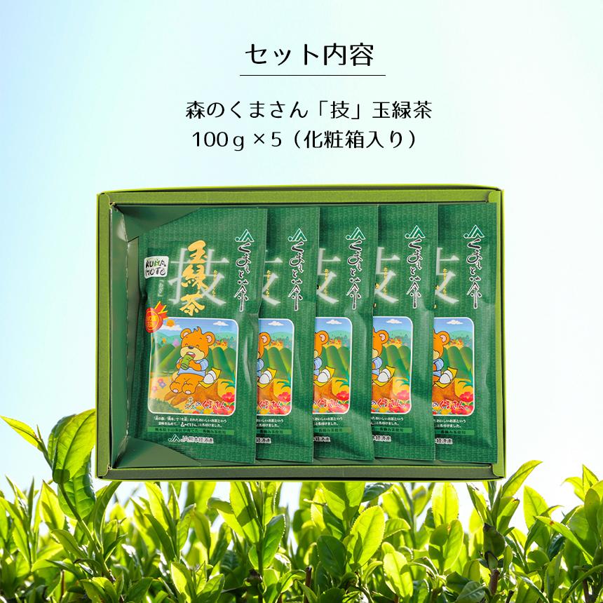 緑茶【森のくまさん玉緑茶 技】 JA 熊本 100g×5本 化粧箱入り 高級日本