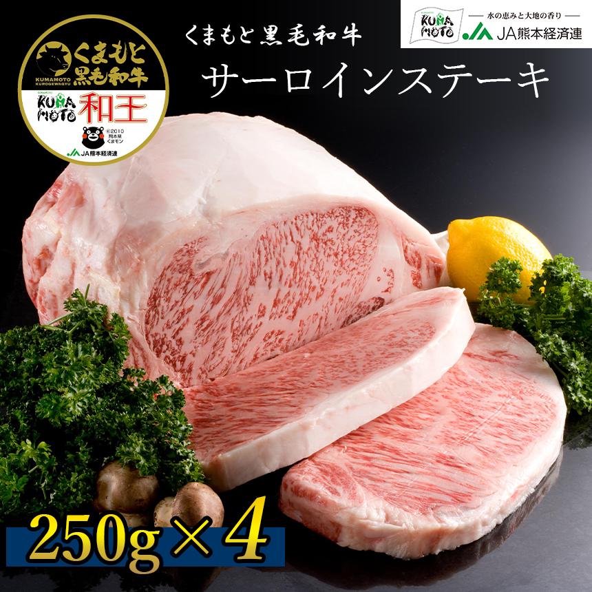 熊本 黒毛和牛 和王 サーロイン ステーキ 250g×4 国産 ブランド牛 冷凍 ギフト 贈答用 | くまもと黒毛和牛
