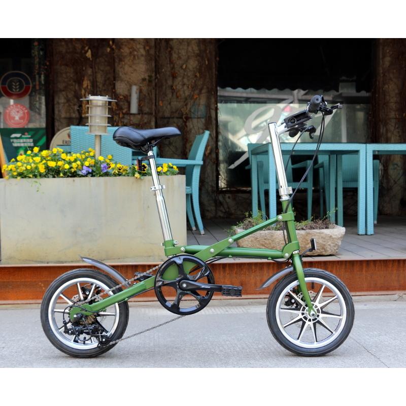 折りたたみ自転車 14インチ シマノ製7段ギア 超軽量 安い 小径車 ミニベロ 自転車 グリーン｜jakuhana｜12
