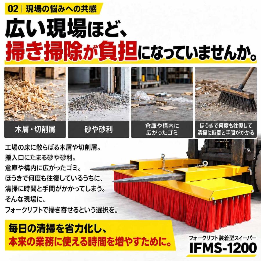 スイーパー ロードスイーパー 幅1200mm 脱落防止 IFMS-1200 大型