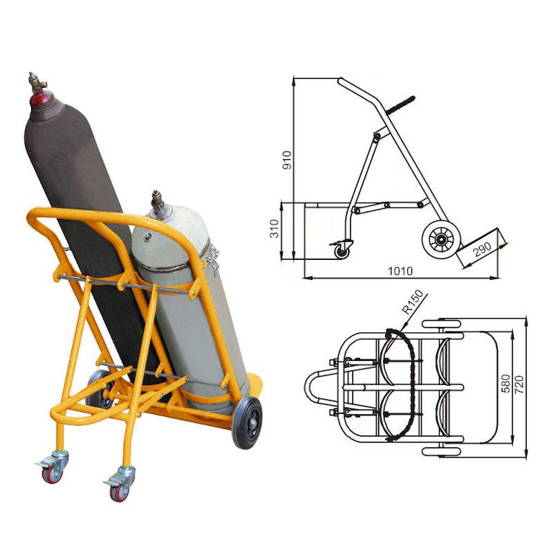 ガスボンベ台車 4輪 ボンベカート 2本積用 荷重200kg TY130 : 雀華 