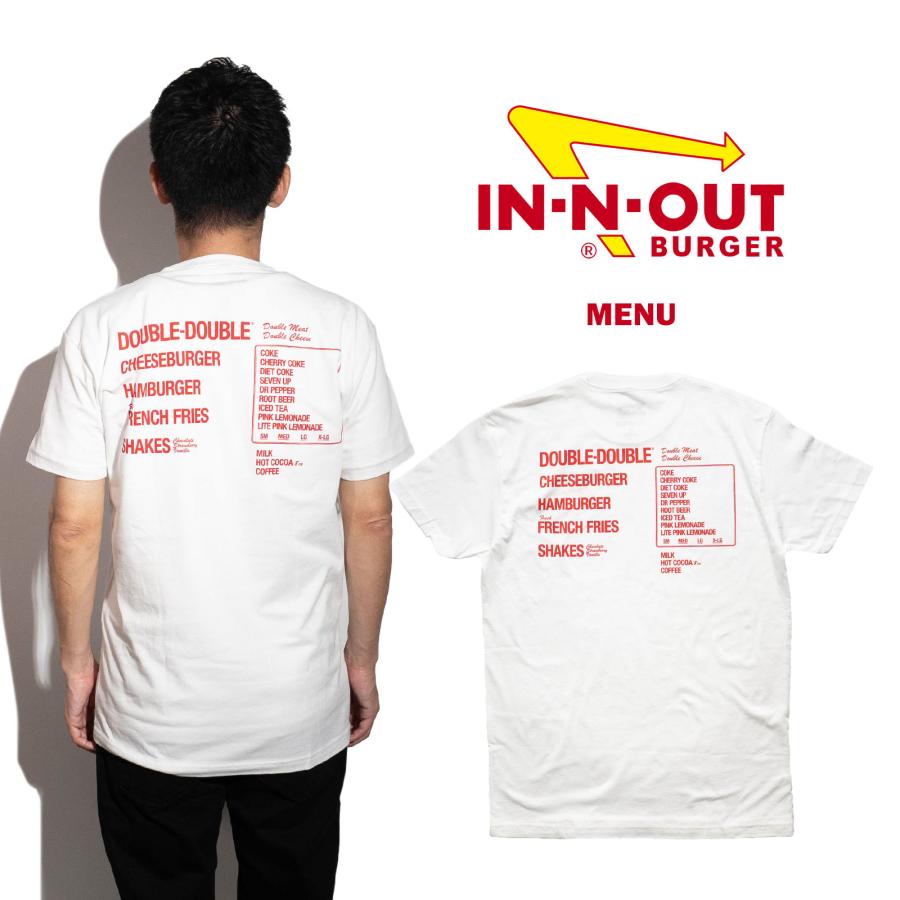 インアンドアウトバーガー 半袖 Tシャツ メニュー ホワイト メンズ S