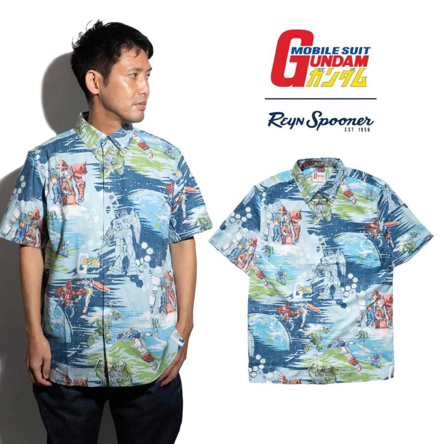 レインスプーナー REYN SPOONER ガンダム アロハシャツ ｜ メンズ S M L XL XXL XXXL 半袖 アムロ シャア ザク 総柄 コラボレート リバースプリント の商品画像