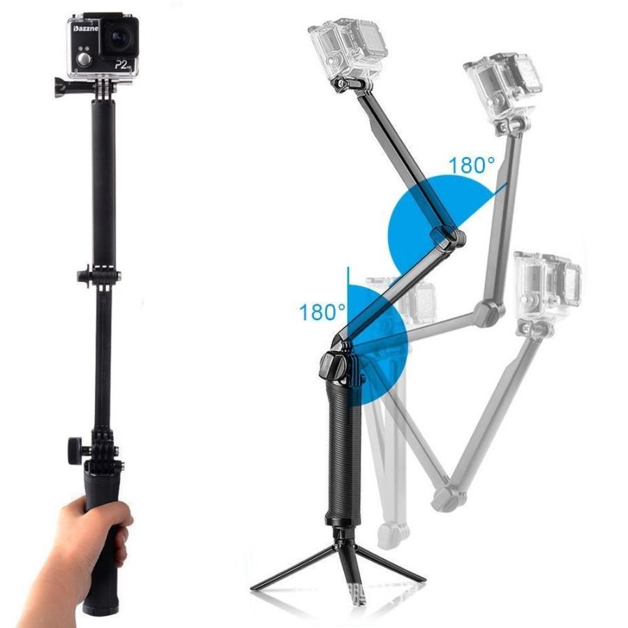 GoPro アクセサリー HERO11 HERO10 HERO9 HERO8 GoPro9 GoPro10 GoPro11 ゴープロ 自撮り棒 アクションカメラ 全般対応 3Way 三脚 送料無料 説明書付き｜jam-pack｜09