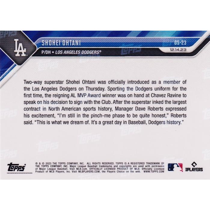 OS23【大谷翔平/ドジャース】2023 MLB TOPPS NOW [2023.12.14 OS23【大谷翔平/ドジャース】2023 MLB TOPPS NOW [2023.12.14