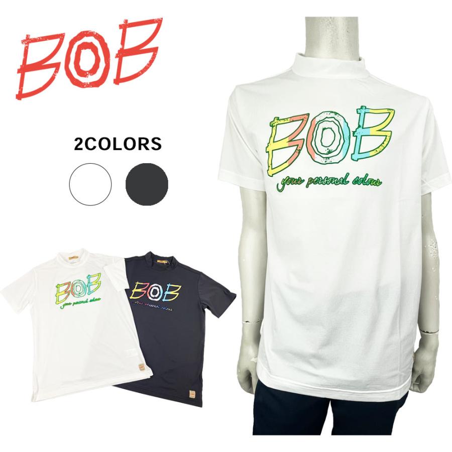 BOB GOLF ボブ ゴルフ ロゴプリント モックネックシャツ メンズ BOB GOLF ボブ ゴルフ ロゴプリント モックネックシャツ メンズ