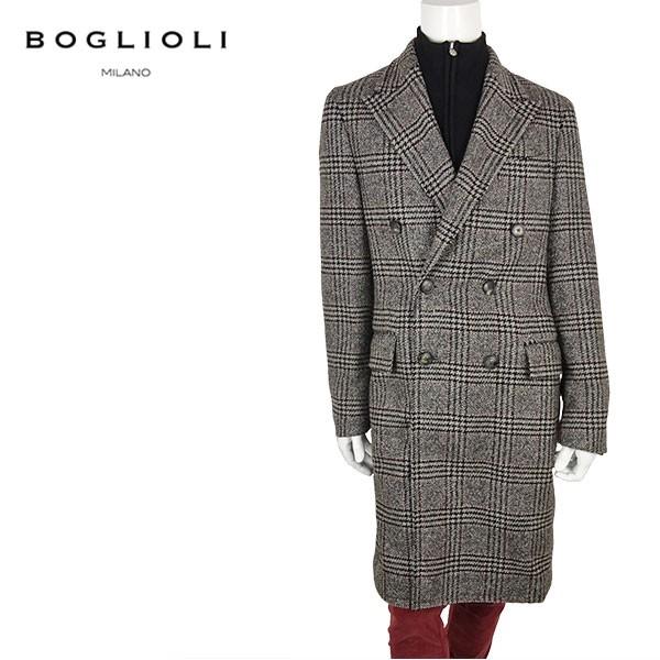 Boglioli ボリオリ グレンチェック チェスターコート メンズ メンズ 2 グレー チェスターコート イタリア製 グレンチェック