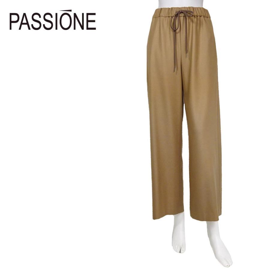 Passione パシオーネ パンツ レディース ウォームパンツ きれいめワイド 起毛 キャメル ベージュ Icra Uk Net