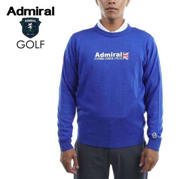 Admiral Golf ADMIRAL GOLF アドミラル ゴルフ フロントロゴ クルーネック ニット ADMA264 ロイヤルブルー ...