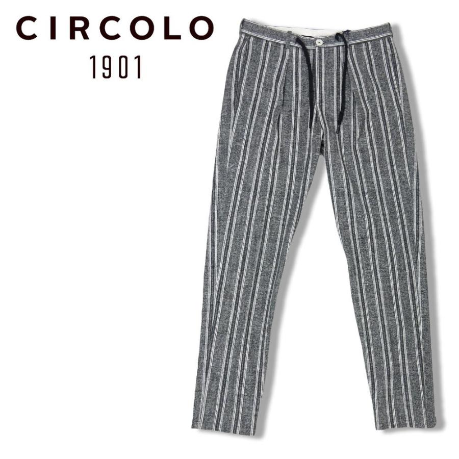 魅了 Circolo 1901 チルコロ ストライプ パンツ メンズ Cn2605 ブラック トラウザー コードパンツ ストレッチ 値引 Mail Alrayan University Edu Ye