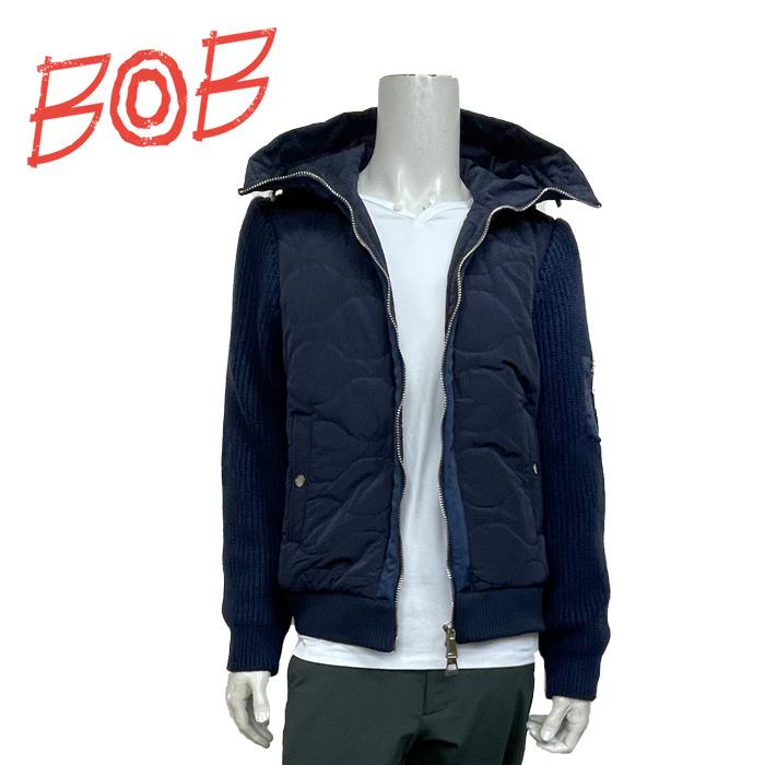 BOB ボブ ニット切替 フルジップパーカー メンズ ALES 074741140 NVY 
