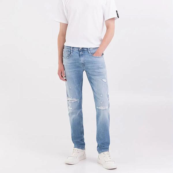 REPLAY リプレイ ジーンズ メンズ M914Y.000.57360R ANBASS DNM 28-34 JEANS スーパーストレッチデニム リペア加工 ダメージ加工 スリムフィット｜jamcollection｜03