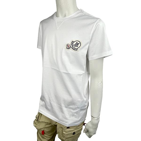 MONCLER モンクレール 半袖 Tシャツ メンズ 8C000588390Y WHT BLK S M L XL ホワイト ブラック ショートスリーブ クルーネック レギュラーフィット 並行輸入品｜jamcollection｜03